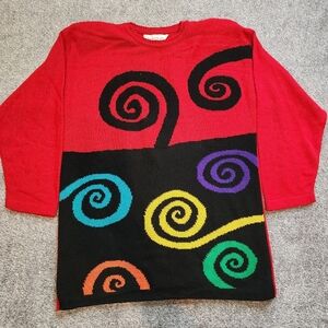 Vintage Norton McNaughton Womens M Abstract Print Sweater with Shoulder Pads